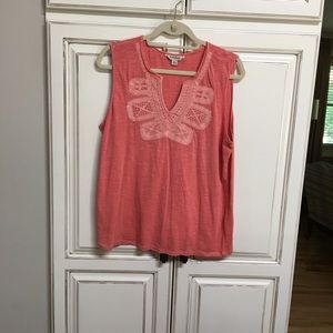 Lucky Brand Top Sleeveless Size L With Embroidery